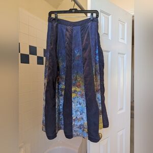 Tangy Collection Navy Colorful Patchwork Skirt Size M